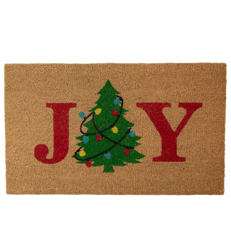 Paillasson en sapin de Noël naturel «Joy» 18 po x 30 po