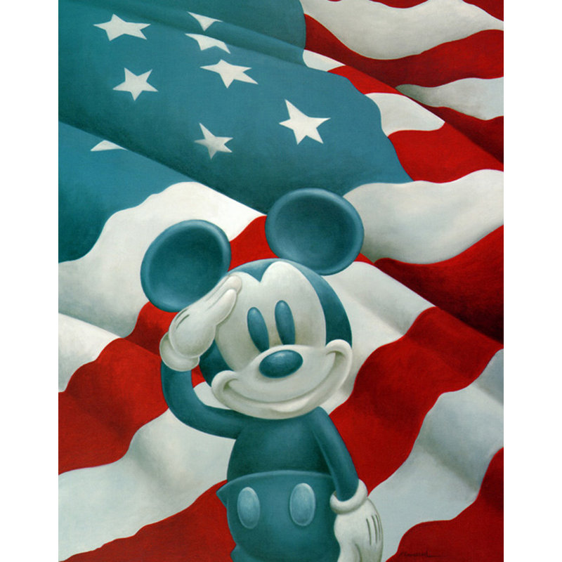 Mickey salue l'Amérique, H 18 po x l 14 po