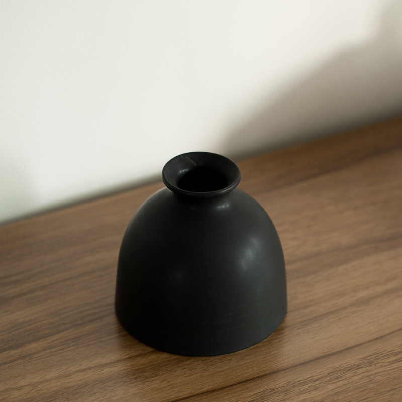 Steriana Ceramic Table Vase, Black, 4" H x 4.5" W x 4.5" D