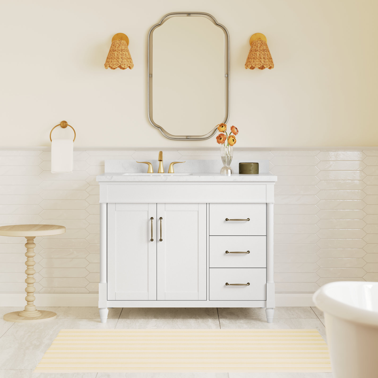 Burdick 42" Single Bathroom Vanity, Pure White
