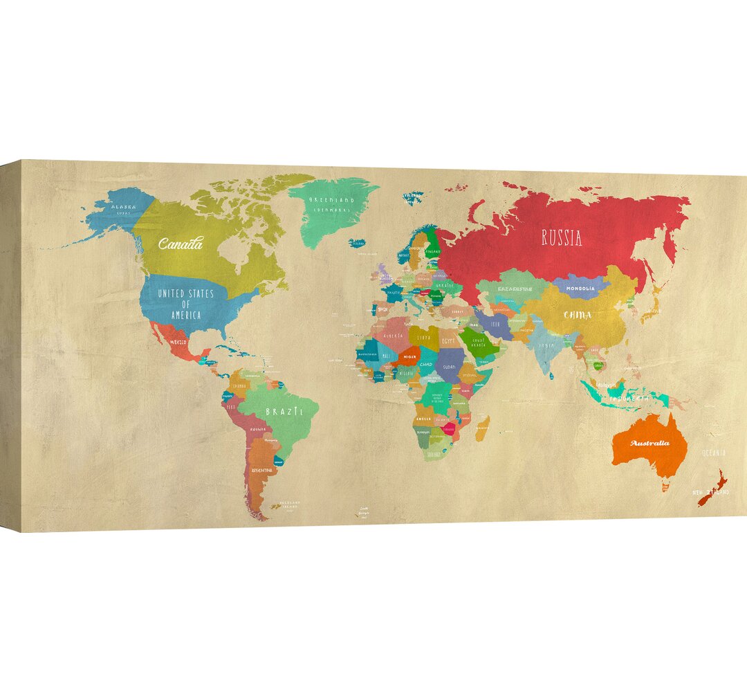 Leinwandbild Hipster World Map von Joannoo