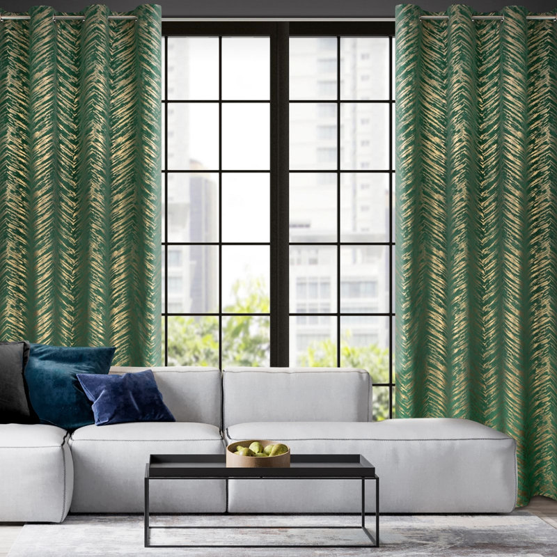Adelya Blackout Curtains Single Panel, Dark Green