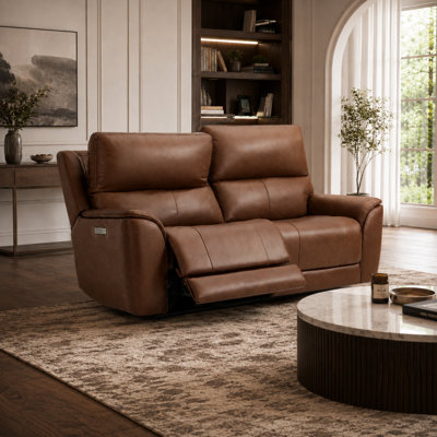 88'' Oversized Loveseat Power Leather Reclining Loveseat with Zero Gravity and Lumbar Support