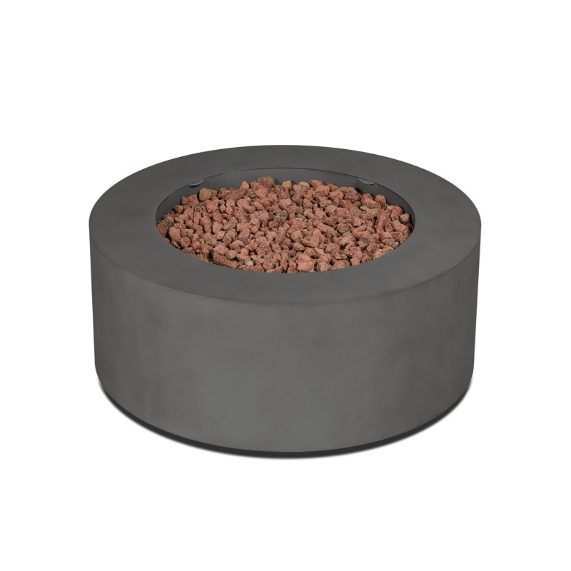 Aegean 36" Round Weathered Slate Steel Propane Fire Pit Table
