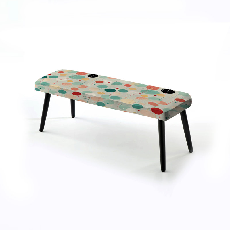 Banc rembourré à pois vert et rose