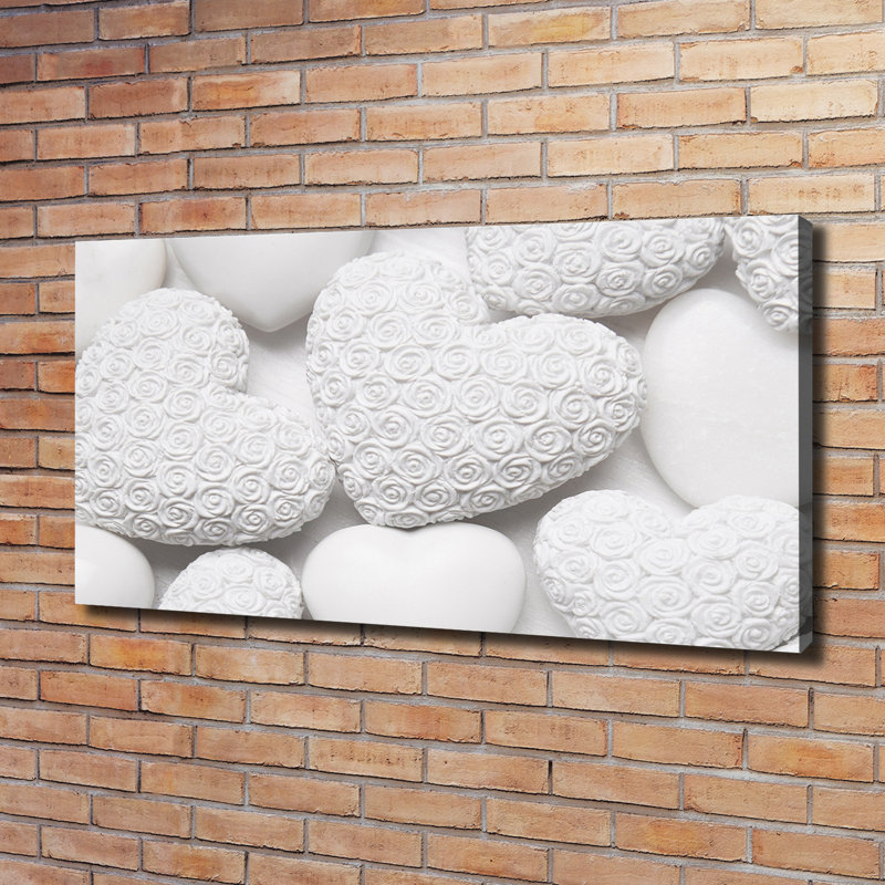 White Background With Hearts - Wrapped Canvas Print