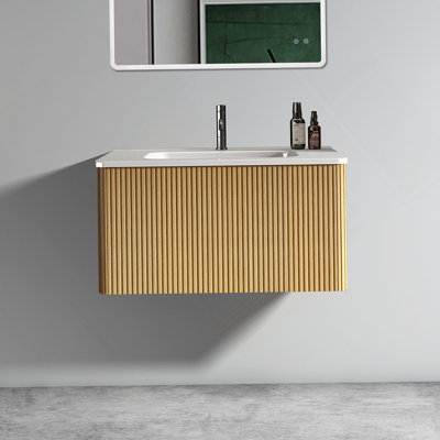 Meuble-lavabo flottant mural 30 po avec lavabo en céramique