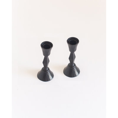 S/2 Low Diamond Candlestand - Brass finsih