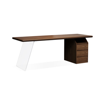 Nut-brown Rectangular Solid Wood with 3 drawers Executive Desk