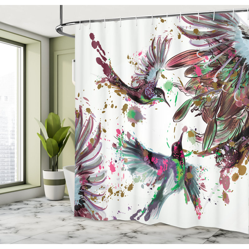 Ensemble de rideau de douche et crochets Hummingbird, H 75 po x l 69 po, Vert pistache