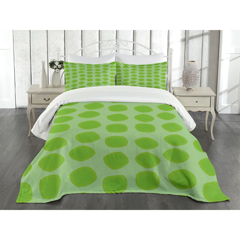 Lime Green Quilted Twin Bedspread Set with Pillow Sham
