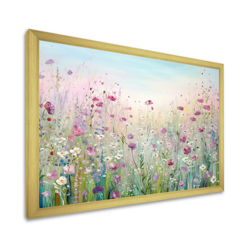 Art sur toile, "Fleurs sauvages", Cadre photo unique, H 12 po x l 20 po, Doré