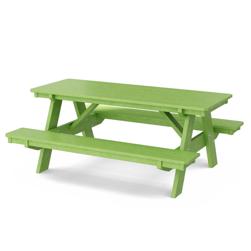Heritage 72" Picnic Table with Attached Benches, Lime Green