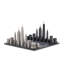 Stainless Steel NEW YORK Chess Set with Wood Map Board