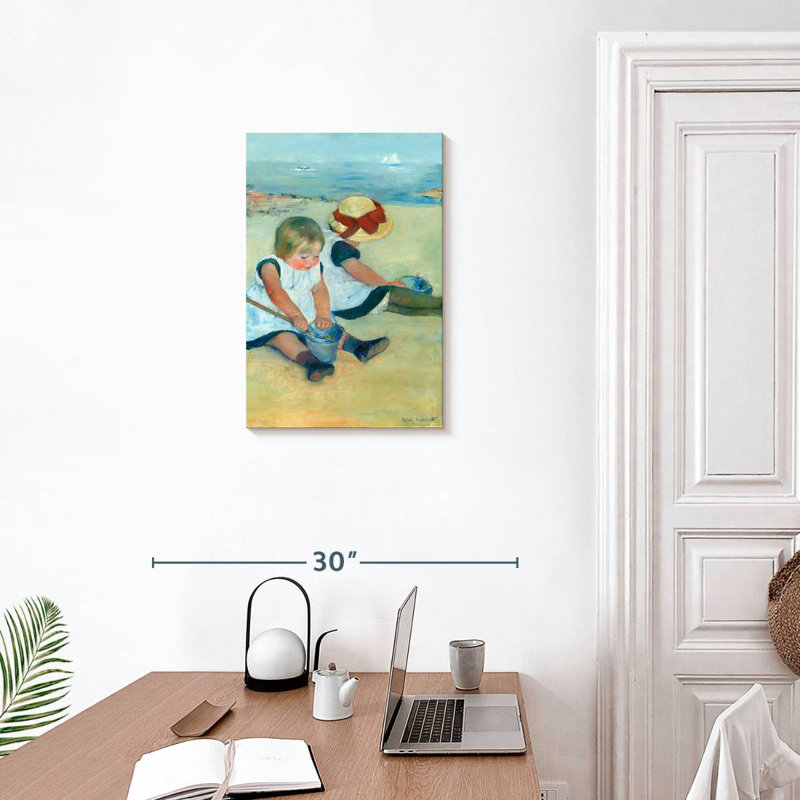 Leisha, enfants jouant sur la plage, 1884, H 24 po x l 16 po