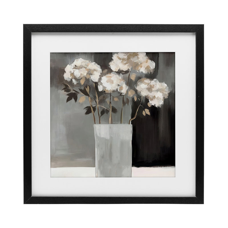Vase de grâce sur fond gris, impression par Mona Grace, H 13 po x l 13 po, Cadre noir minuit