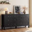 Commode 8 tiroirs pour chambre à coucher, meuble télé 59 po avec poignées sculptées et pieds fuselés-274951303