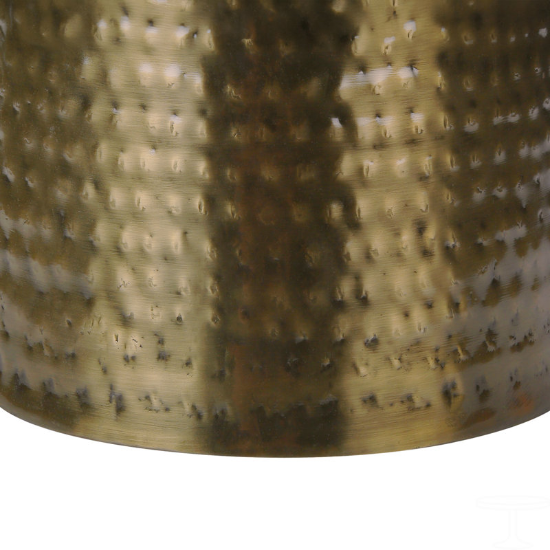 Table d'appoint, tambour, côté, bout, table de chevet, lampe, métal, contemporain, moderne, Doré