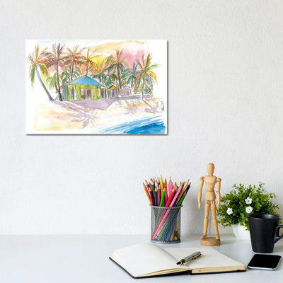 Dominican Republic Beach in Punta Cana with Shops by Markus & Martina Bleichner - Wrapped Canvas Painting 1 Piece Wrapped Canvas Painting
