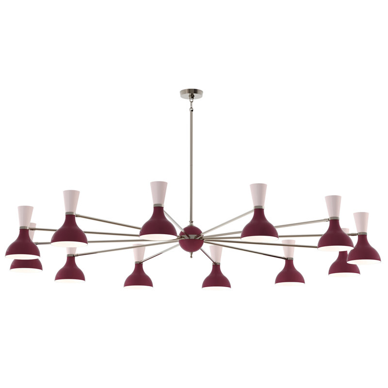 Lustre Clare Light, Bourgogne, tons de rose, Nickel poli, H 56,25 po x l 76 po x P 15 po