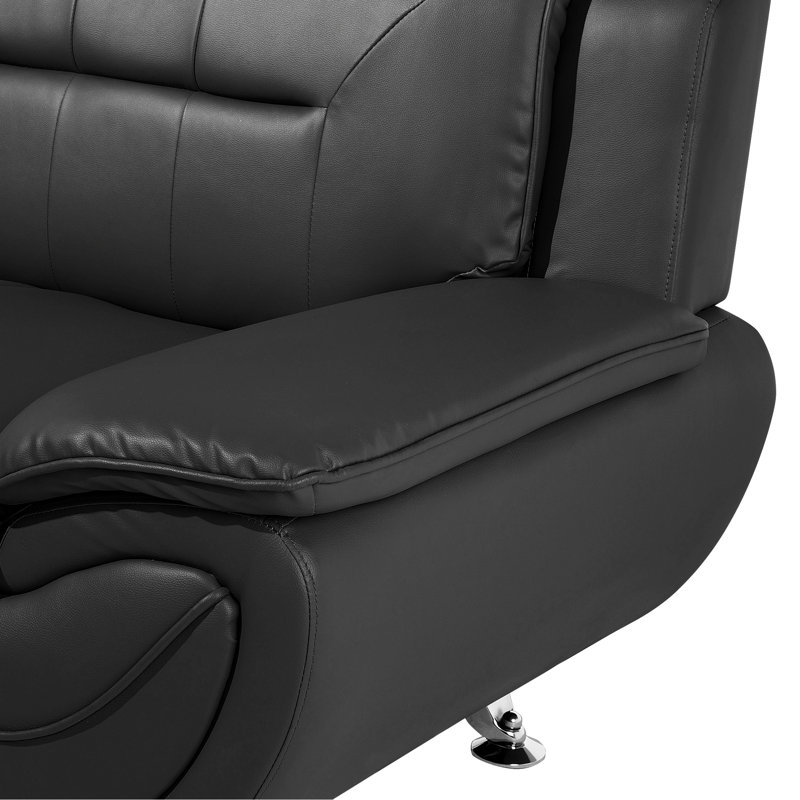 Katarina 2 Seater Faux Leather Loveseat, Black
