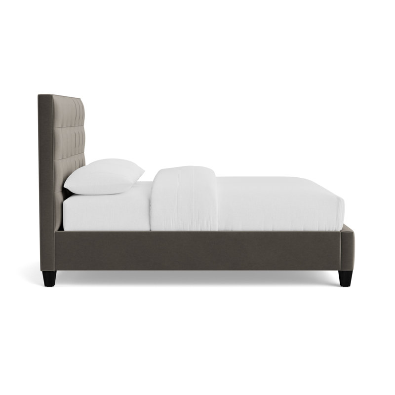 Butler Grid Tuft Floating Rail Bed, Performance Velvet - Graphite, Black, King