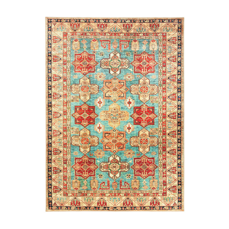Tapis oriental turquoise repose-pieds, Rectangle 5 pi x 7 pi