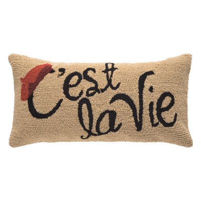 C'est La Vie Hooked Throw Pillow