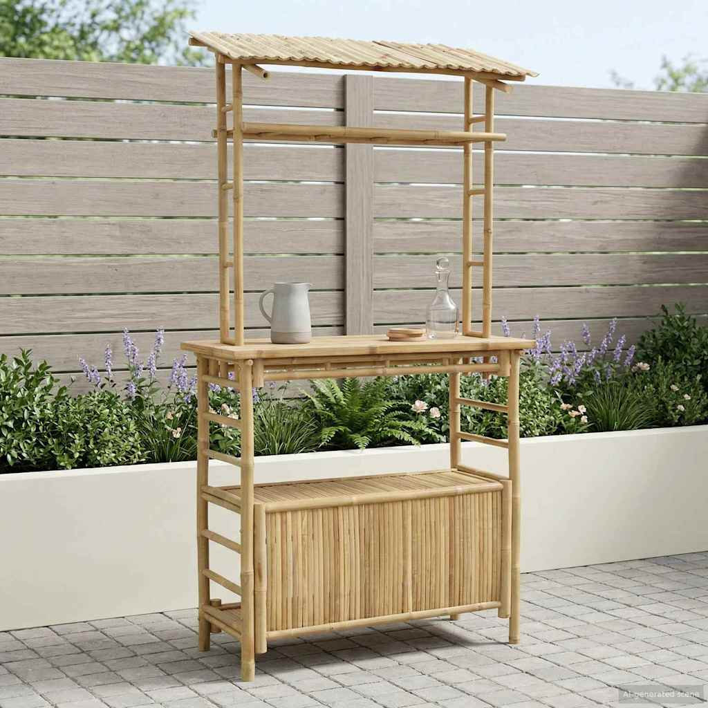 Bamboo Outdoor Bar Table , 110cm cm W 50cm cm D