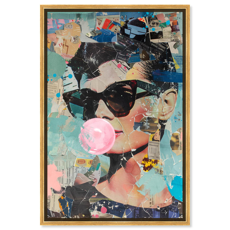 «Stylish Collage Icon Canvas Retro Glam Art Prints» par Art Remedy, Cadre doré, H 16 po x l 11 po
