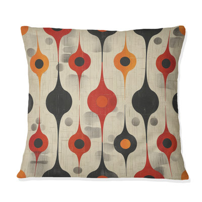 Orange Green Quatrefoil Elegance II - Midcentury Throw Pillow