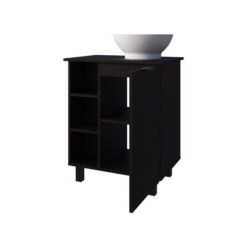 - Meuble-lavabo de salle de bain aux tons avec 8 tablettes et 1 porte, pour des conceptions minimalistes, 4 supports stables