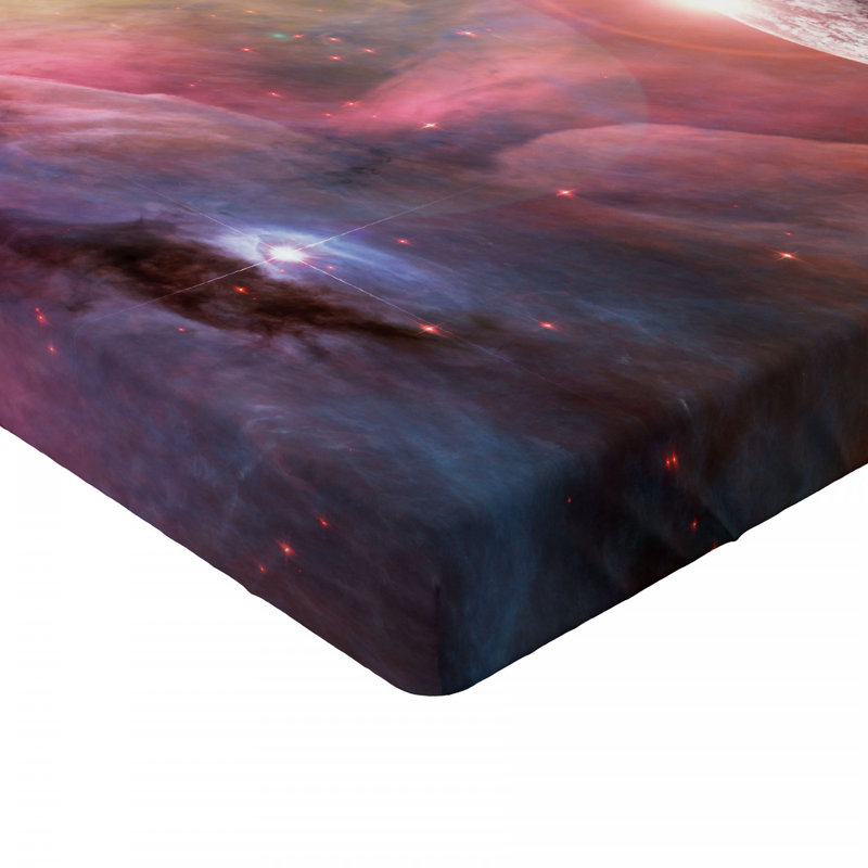 Twin Pink Microfiber Galaxy Print Fitted Sheet