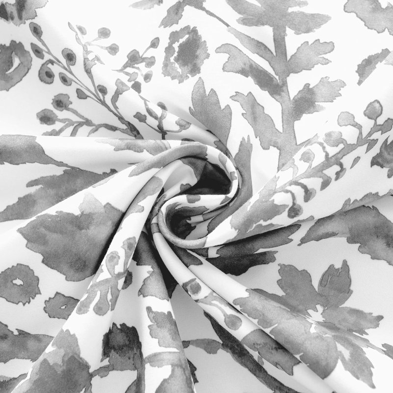 Gray Floral Polyester Rod Pocket Window Valance 52" W x 24" L