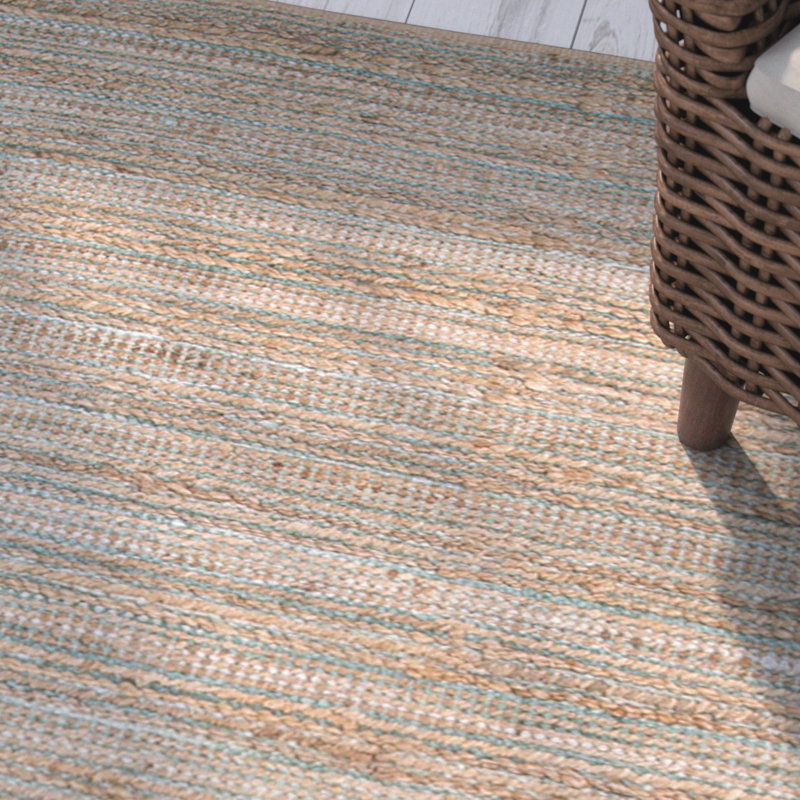 Tapis beige en jute / sisal fabriqué à la main Ina, Rectangle 6 pi x 9 pi