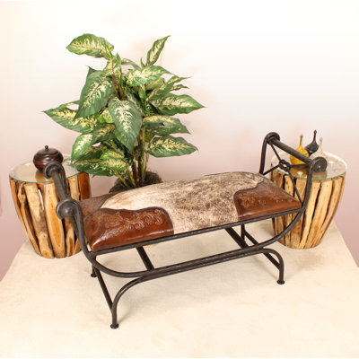 Navarette Genuine Leather Upholstered Bench