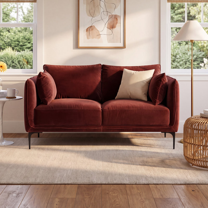 Rae Upholstered 60'' Loveseat, Falkirk Reddish Brown Velvet