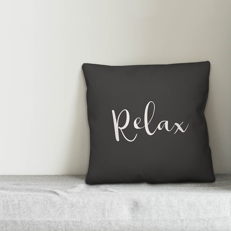  Coussin intérieur / extérieur Relax Bold, H 16 po x l 16 po, Noir / blanc