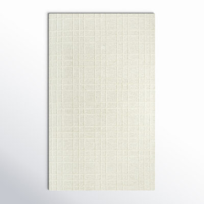 Alec Plaid Handmade Tufted Wool White Area Rug