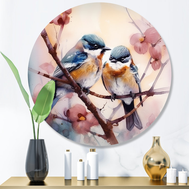 Gofran deux oiseaux bleus sur un arbre à fleurs I, H 29 po x l 29 po x P 1 po