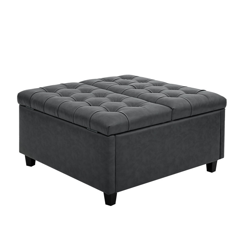 Bartold Vegan Leather Storage Ottoman