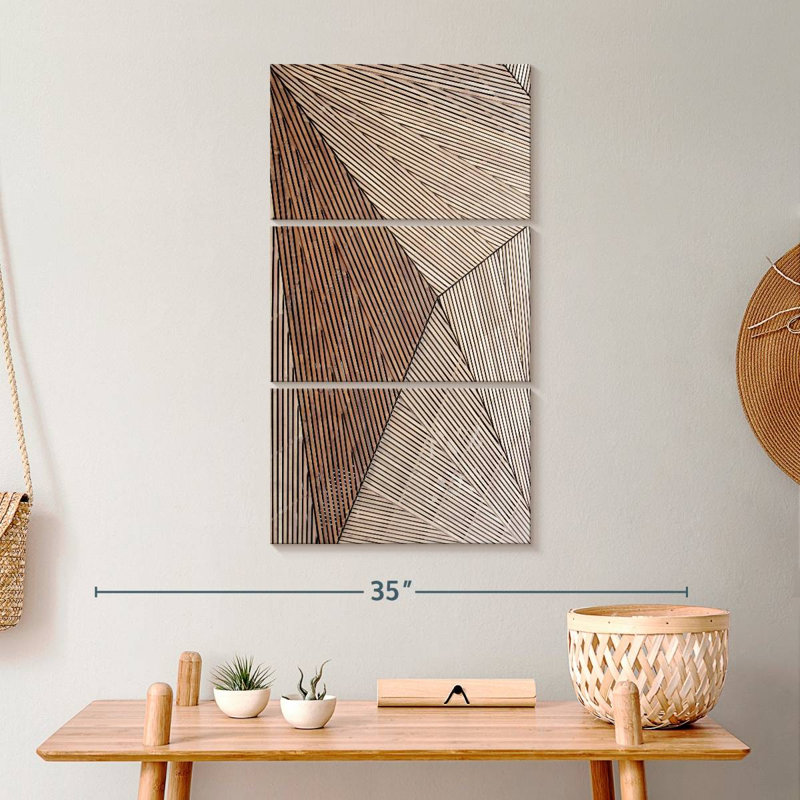 " Wooden Structure " 3 - Pieces, 32" H x 15" W x 1.25" D
