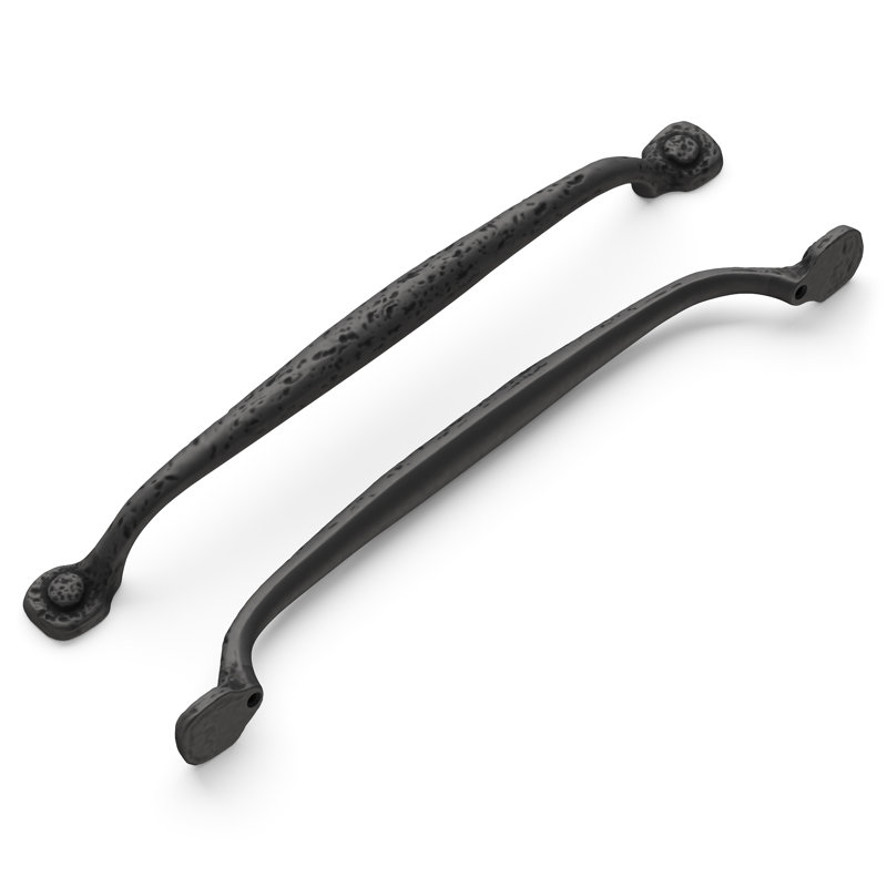 Refined Rustic Collection Handle Pull - 8-13/16" Center to Center Cabinet Pull Black Iron - Craftsman Hardware for Drawers & Cabinets