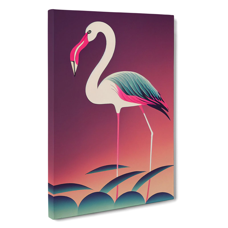 Art Deco Flamingo - Wrapped Canvas, 76cm H x 50cm W x 3cm D