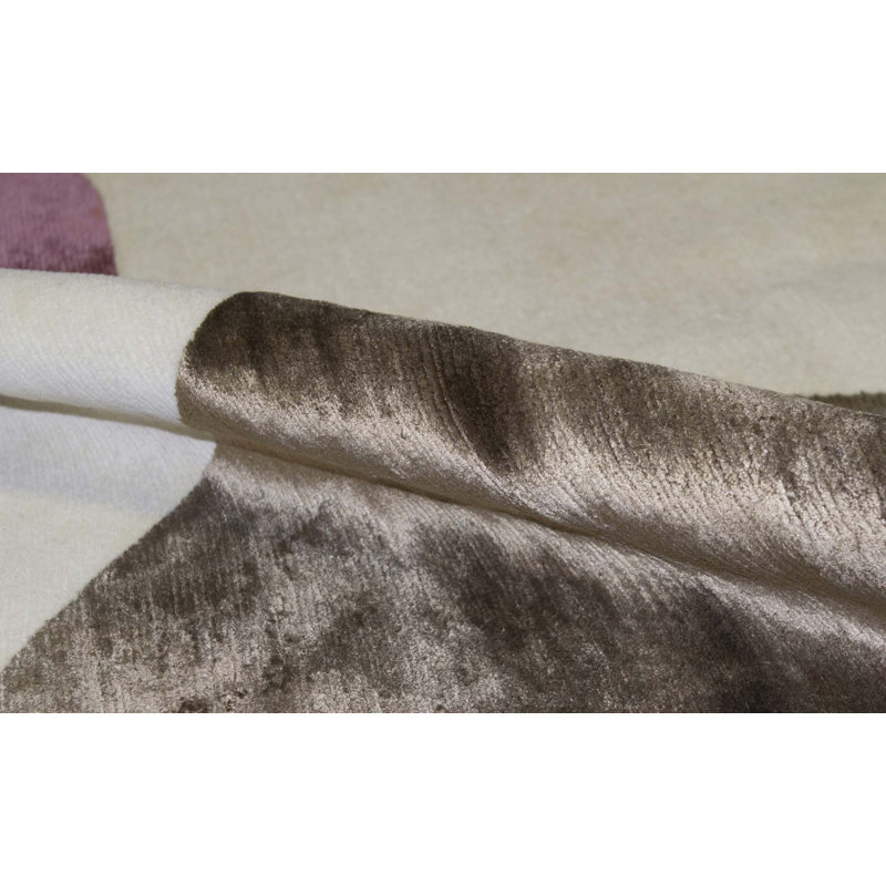 Hand-Knotted High-Quality White and Brown Area Rug