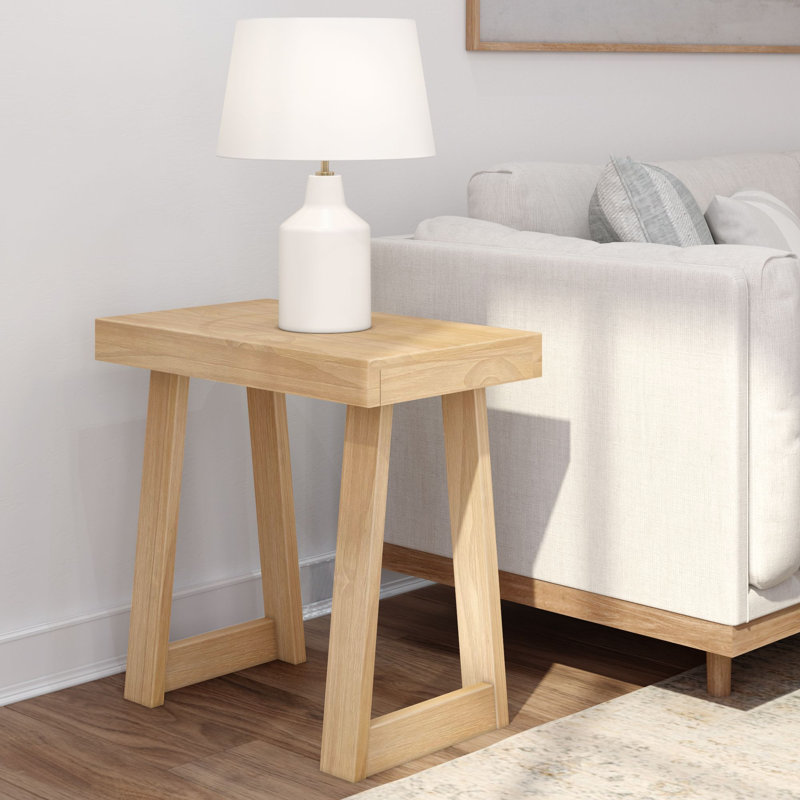 Camy Solid Wood End Table, Blonde Wirebrush