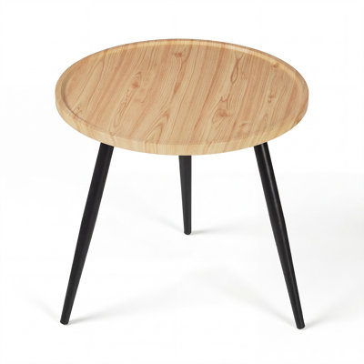 Petite table de bout ronde, table d'appoint à plateau supérieur avec pieds en métal pour la chambre à coucher du salon