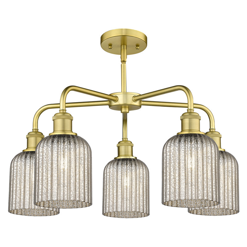 Lustre suspendu à 5 lumières de 23 po Ballston - Trig, Or satiné, Mercure