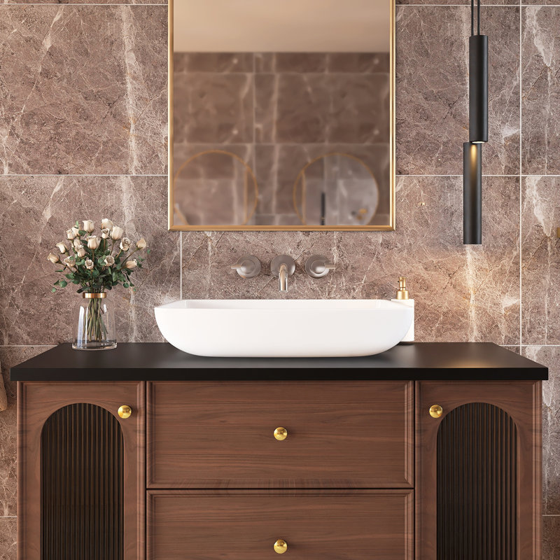 Lavabo de salle de bain vasque rectangulaire 24 po x 15 po en céramique blanche
