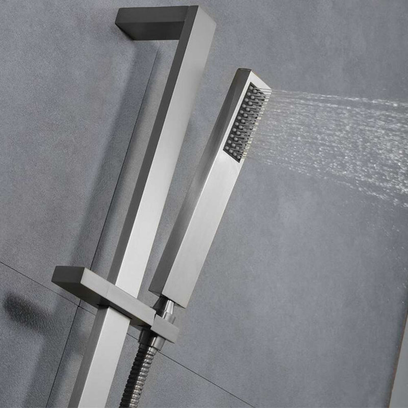 Fontana Erice 2-Way LED Brushed Nickel Rainfall Thermostatic Shower System with Handheld Shower and Handle Bar